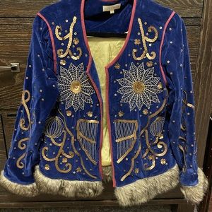 NWOT Ruby Yaya Sequin Embroidered Jacket in Navy